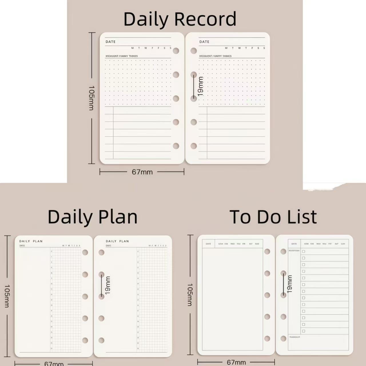M5 A7 Planner Inserts | 5 6 Ring Binder Planner Refills | Weekly Daily Monthly Plan To Do List Reading Movie Journal Habit Tracker