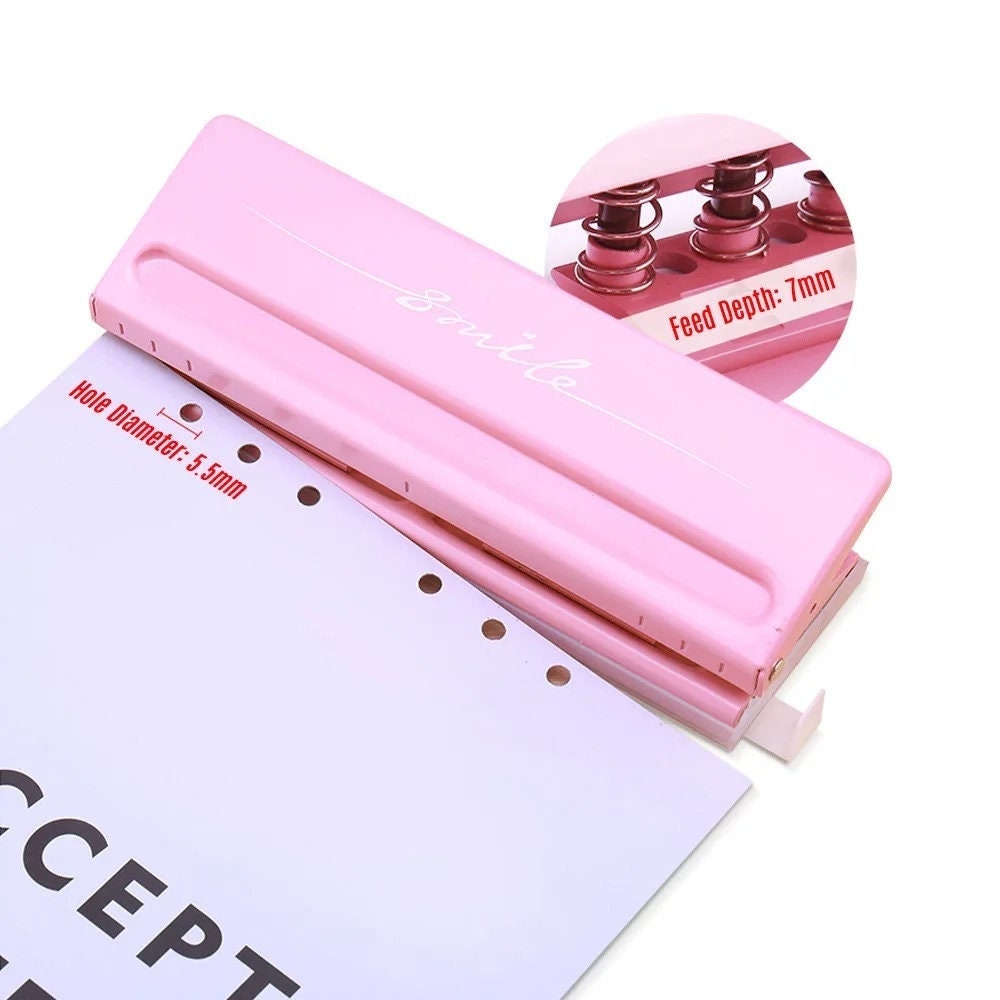 Adjustable 6 Hole Punch Standard Puncher | for 6 Ring Binder | A4 A5 A6 Personal A7 | Planner Refills Punch | Loose-Leaf Paper Puncher