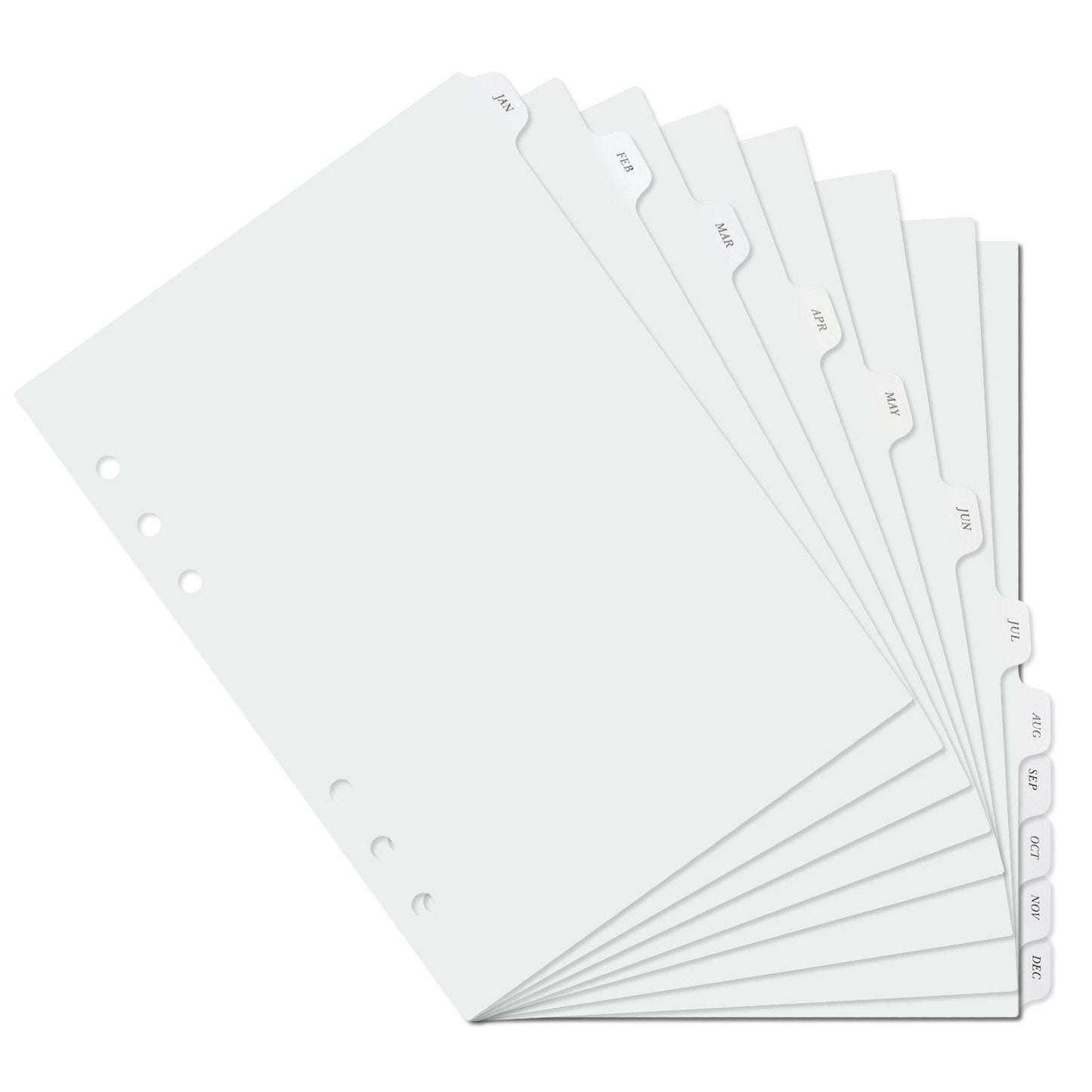 12 Months Frosted Clear Side Tab Dividers | Transparent Plastic Planner Dividers | 6 Ring Binder | Planner Index Filofax A5