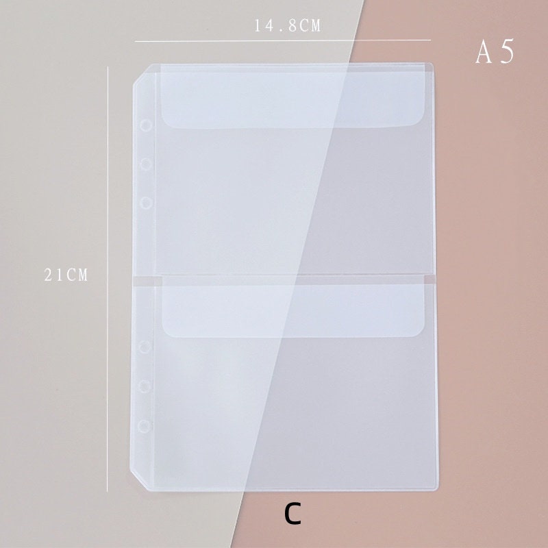 A5 Personal 6 Ring Binder PVC Pocket Insert | Vinyl Dashboard | Planner Card Organizer | Sticker Storage | Card Pocket