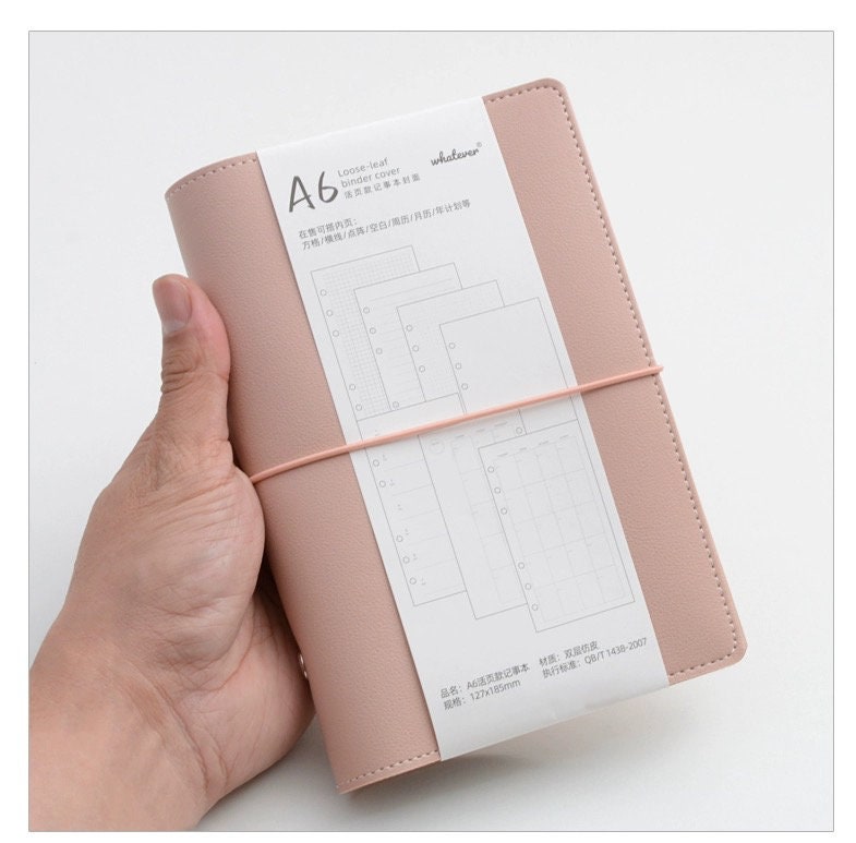 A6 Personal Vegan Leather 6 Ring Binder Cover | Daily Weekly Monthly Planners | Journal Diary Agenda Notebook |Cute School Office Stationery