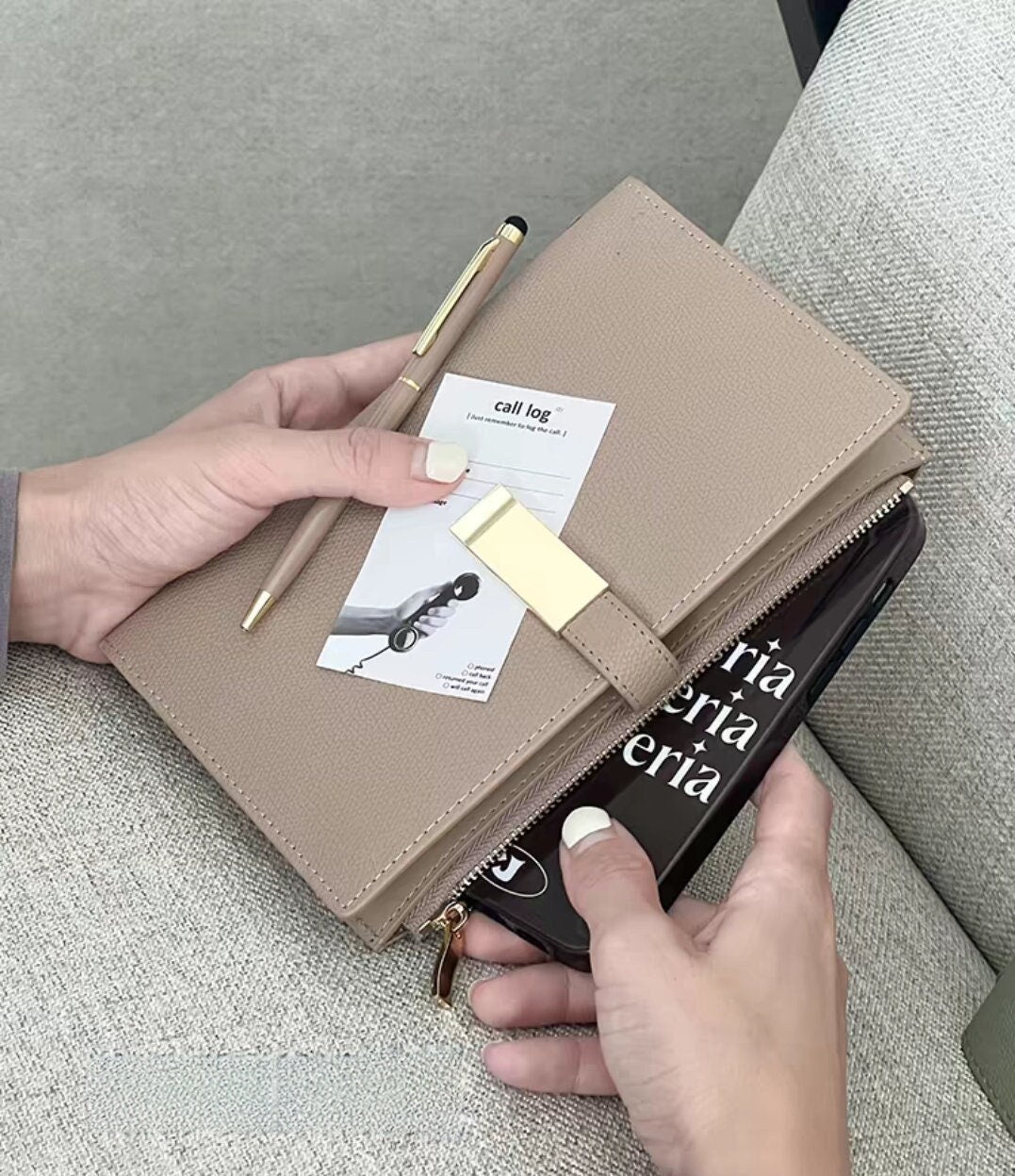 2025 Personal PU Leather Zipper 6 Ring Binder | Journal Notebook Loose-leaf | Portable Diary Planner Organizer | Business Office School