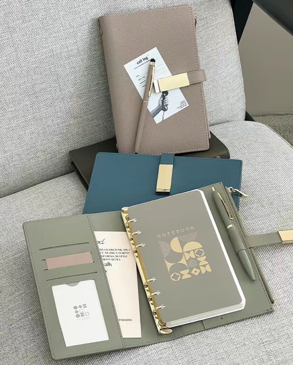 2025 Personal PU Leather Zipper 6 Ring Binder | Journal Notebook Loose-leaf | Portable Diary Planner Organizer | Business Office School