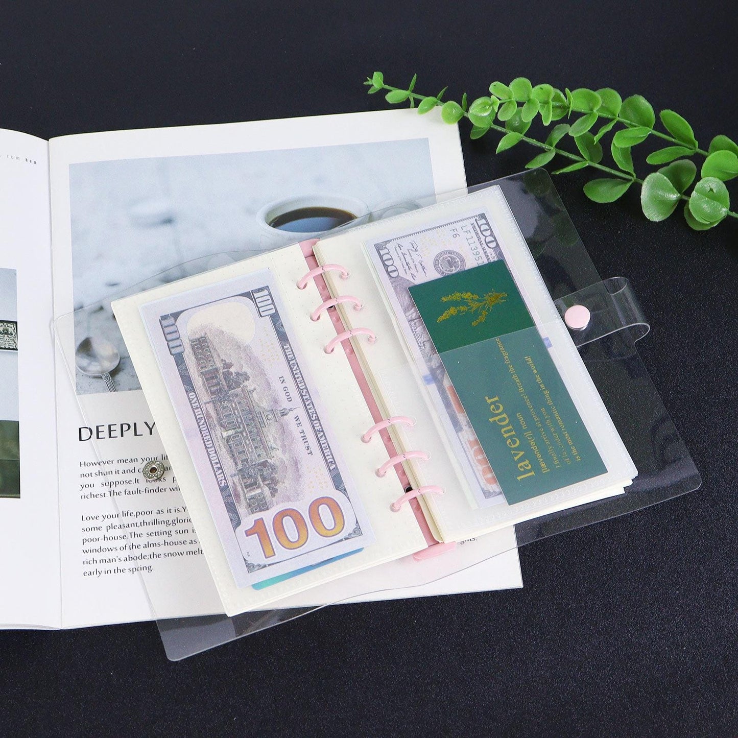 Personal Size 6 Ring Binder Divider Pocket | Sticker Organizer | PVC Insert Pocket | Cash Envelope | Budget Book Planner