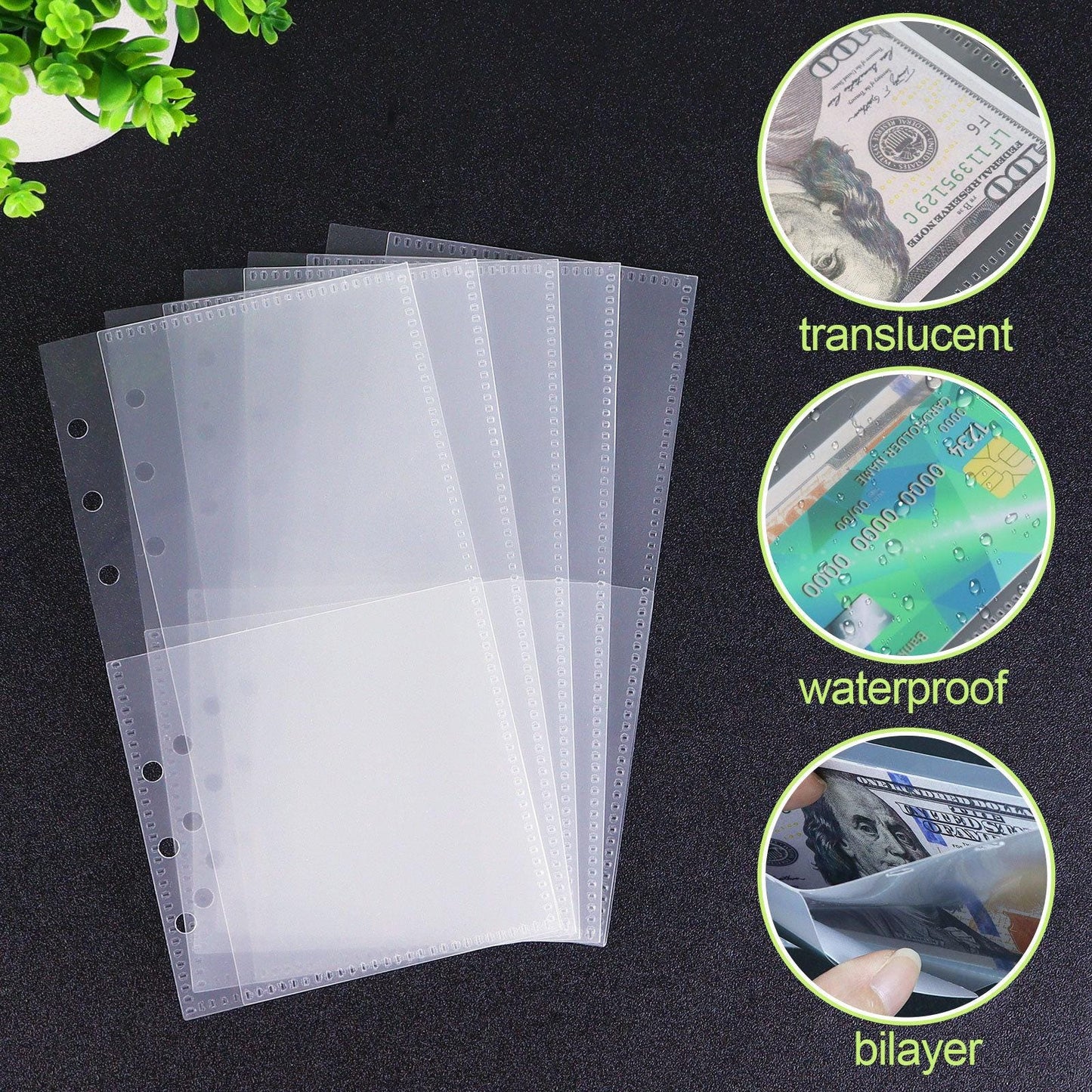 Personal Size 6 Ring Binder Divider Pocket | Sticker Organizer | PVC Insert Pocket | Cash Envelope | Budget Book Planner