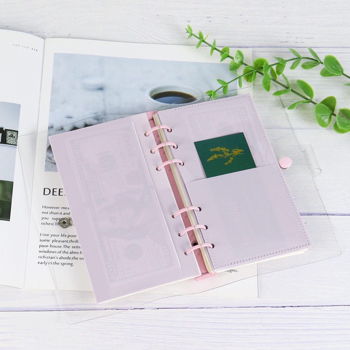 Personal Size 6 Ring Binder Divider Pocket | Sticker Organizer | PVC Insert Pocket | Cash Envelope | Budget Book Planner