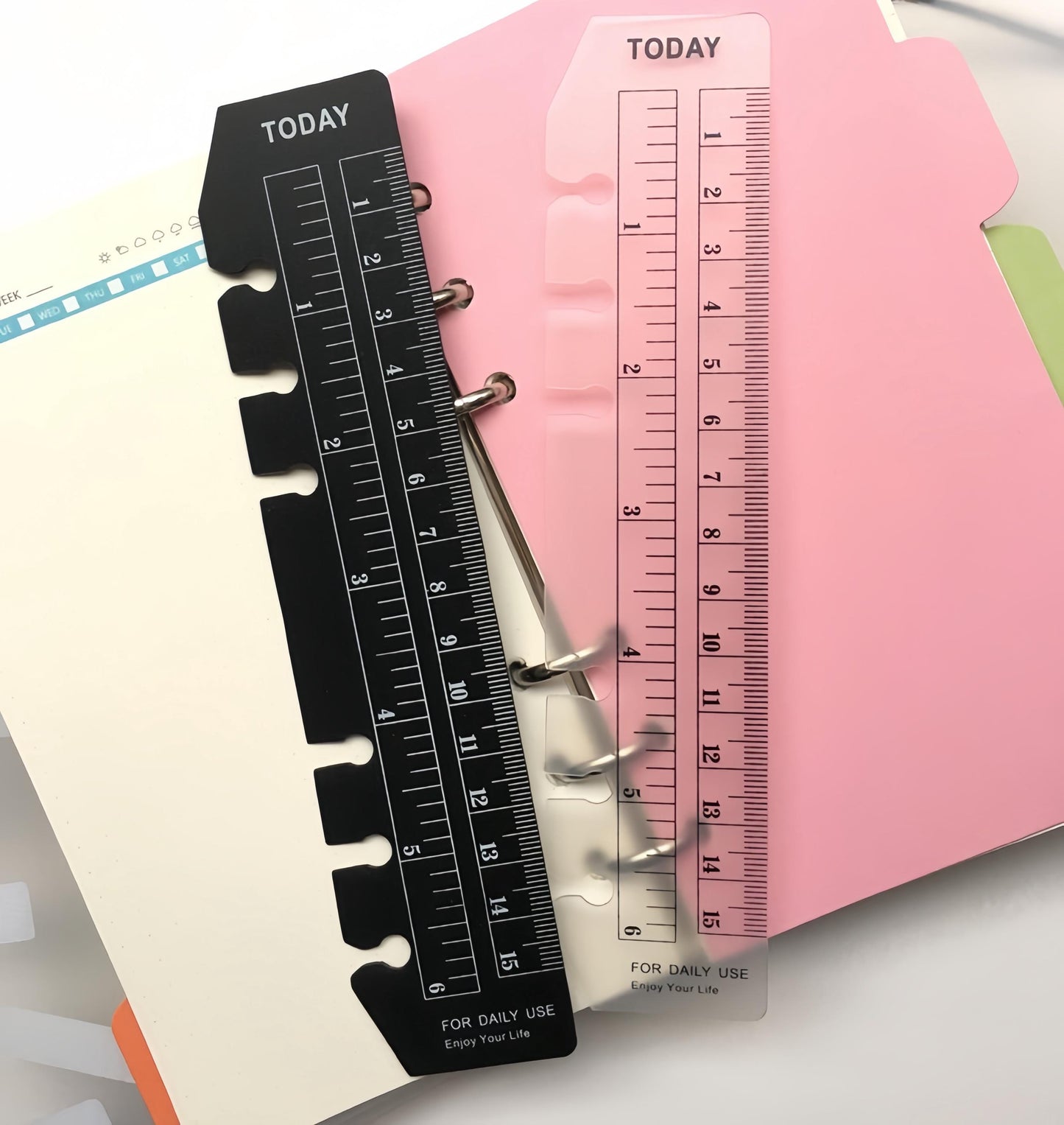 Plastic Today Ruler | Personal A5 Size | 6 Ring Binder Ruler | Planner Binder Accessories
