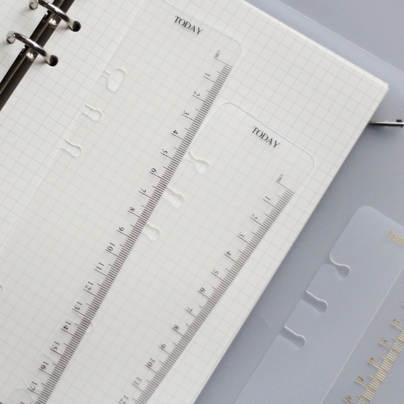 Plastic Today Ruler | Personal A5 Size | 6 Ring Binder Planner Ruler | Filofax Moterm