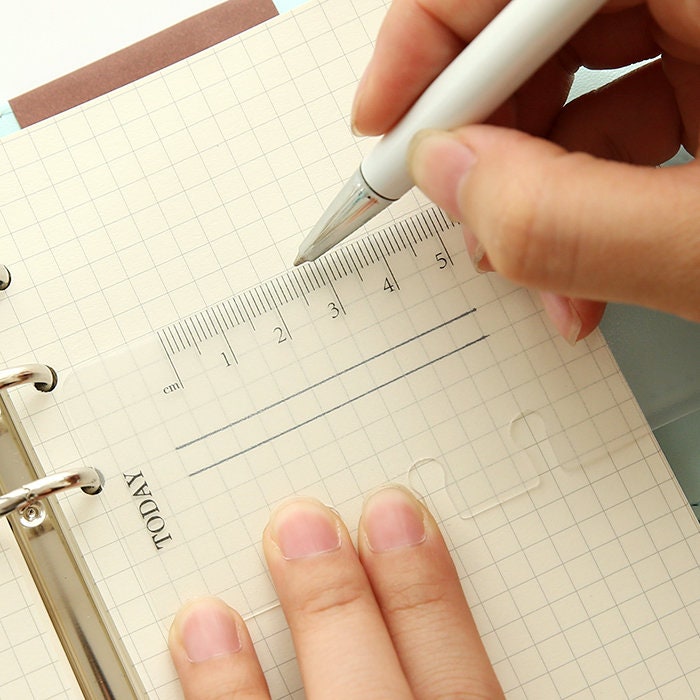 Plastic Today Ruler | Personal A5 Size | 6 Ring Binder Planner Ruler | Filofax Moterm