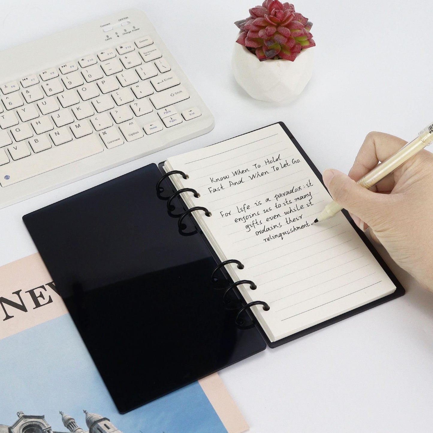 2PCS Acrylic 6 Ring Binder Cover | Personal Size | Black Gray Cover Dashboard | Removable Cover | DIY Binder Planner | Budget Planner