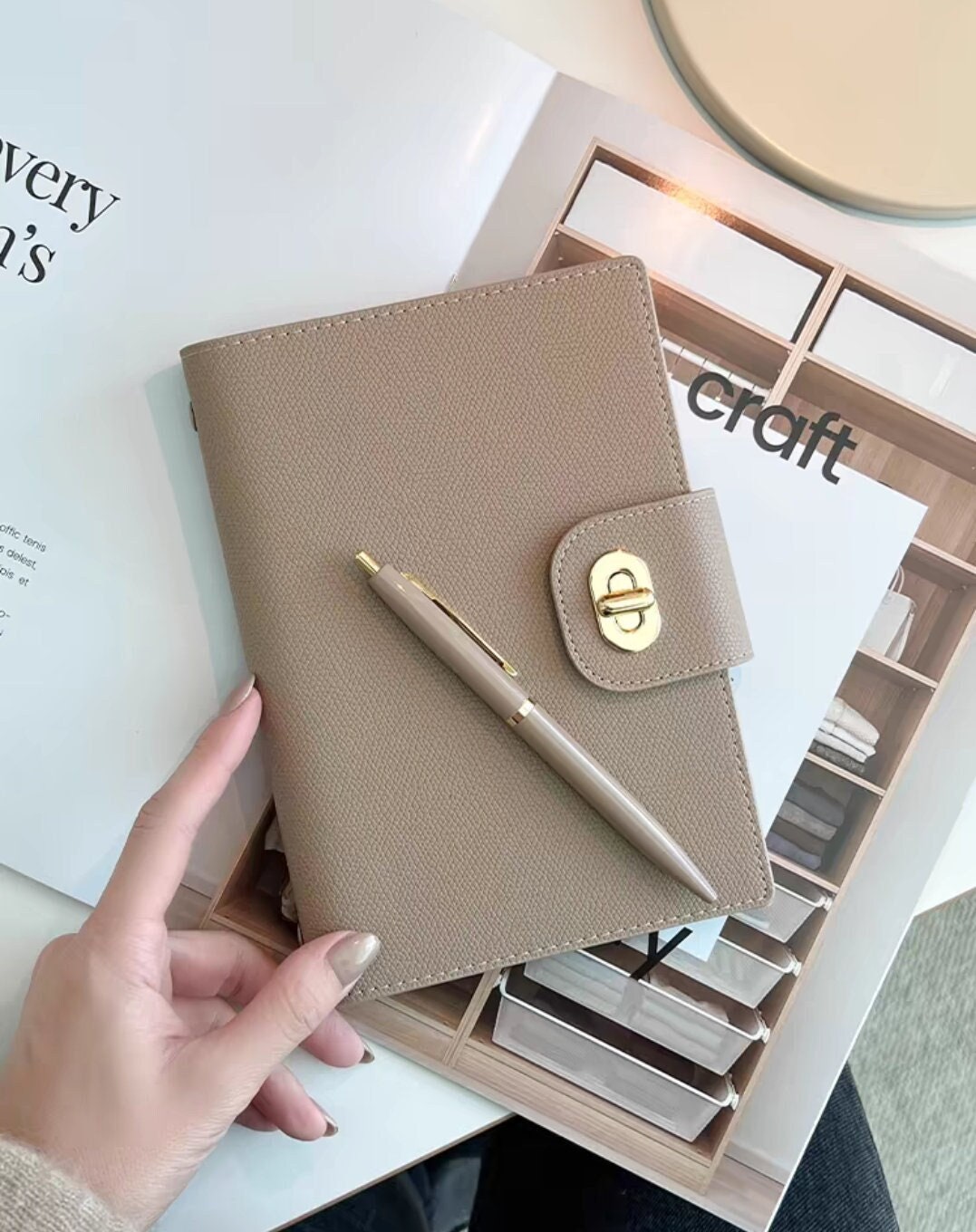 2025 A5 Personal Size Leather 6 Ring Planner Binder | Refillable Notebook Journal Daily Planner Organizer | Business Office School