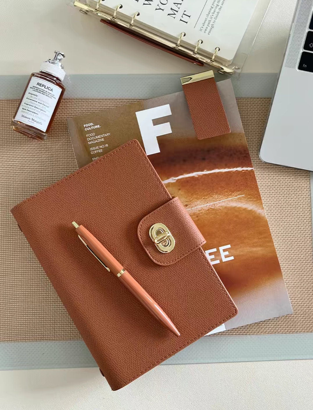 2025 A5 Personal Size Leather 6 Ring Planner Binder | Refillable Notebook Journal Daily Planner Organizer | Business Office School
