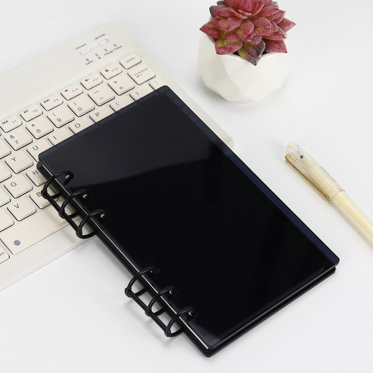 2PCS Acrylic 6 Ring Binder Cover | Personal Size | Black Gray Cover Dashboard | Removable Cover | DIY Binder Planner | Budget Planner