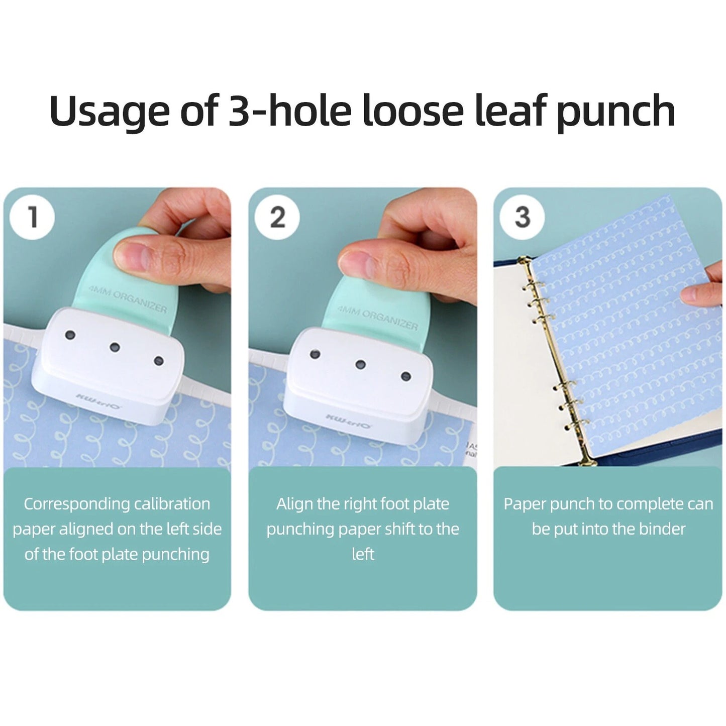 4mm Small Hole Punch | 3 Hole Puncher | for 6 Ring Binder | A5 A6 Personal A7 Pocket A8 Mini | Planner Refills Punch | Loose-Leaf Paper