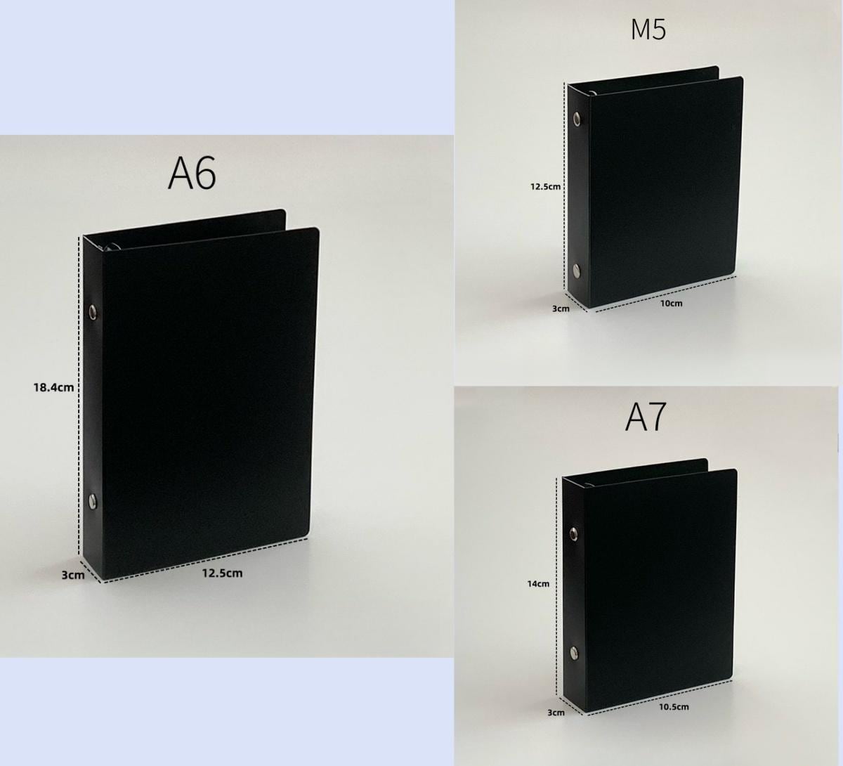 Minimalist Black Matte Plastic 6 Ring Binders | M5 A7 Personal Size | Refillable Planners | Refill Sticker Organizer | Planner Cover