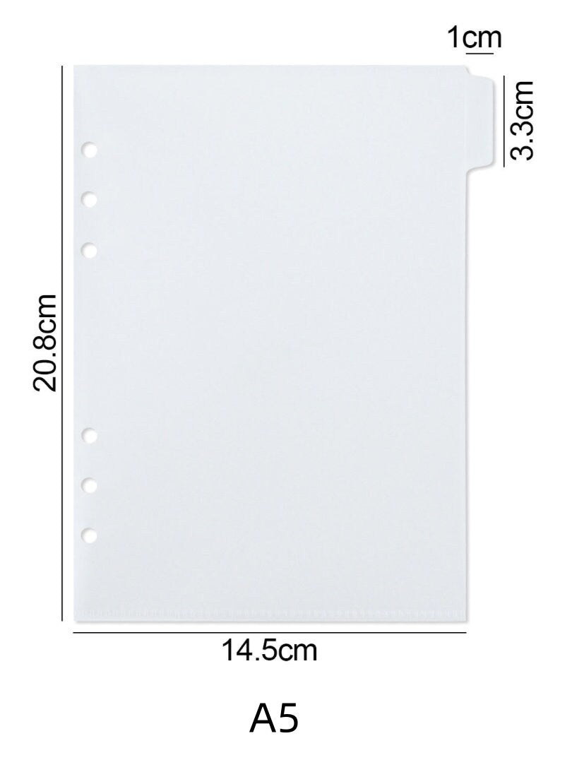 A5 A6 A7 Personal Size 6 Ring Binder Divider Pocket | Sticker Organizer | PVC Insert Pocket | Cash Envelope | Budget Book Planner