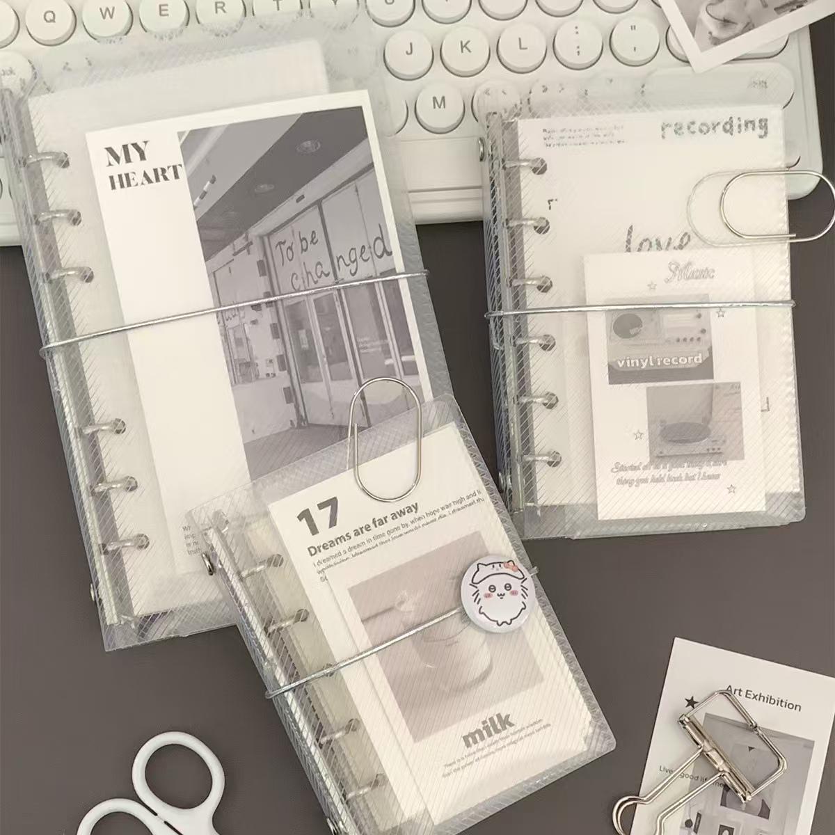 Transparent Threefold 6 Ring Binders | M5 A7 Personal Size | Clear Refillable Planners | 2025 Planners | Sticker Organizer | Planner Cover