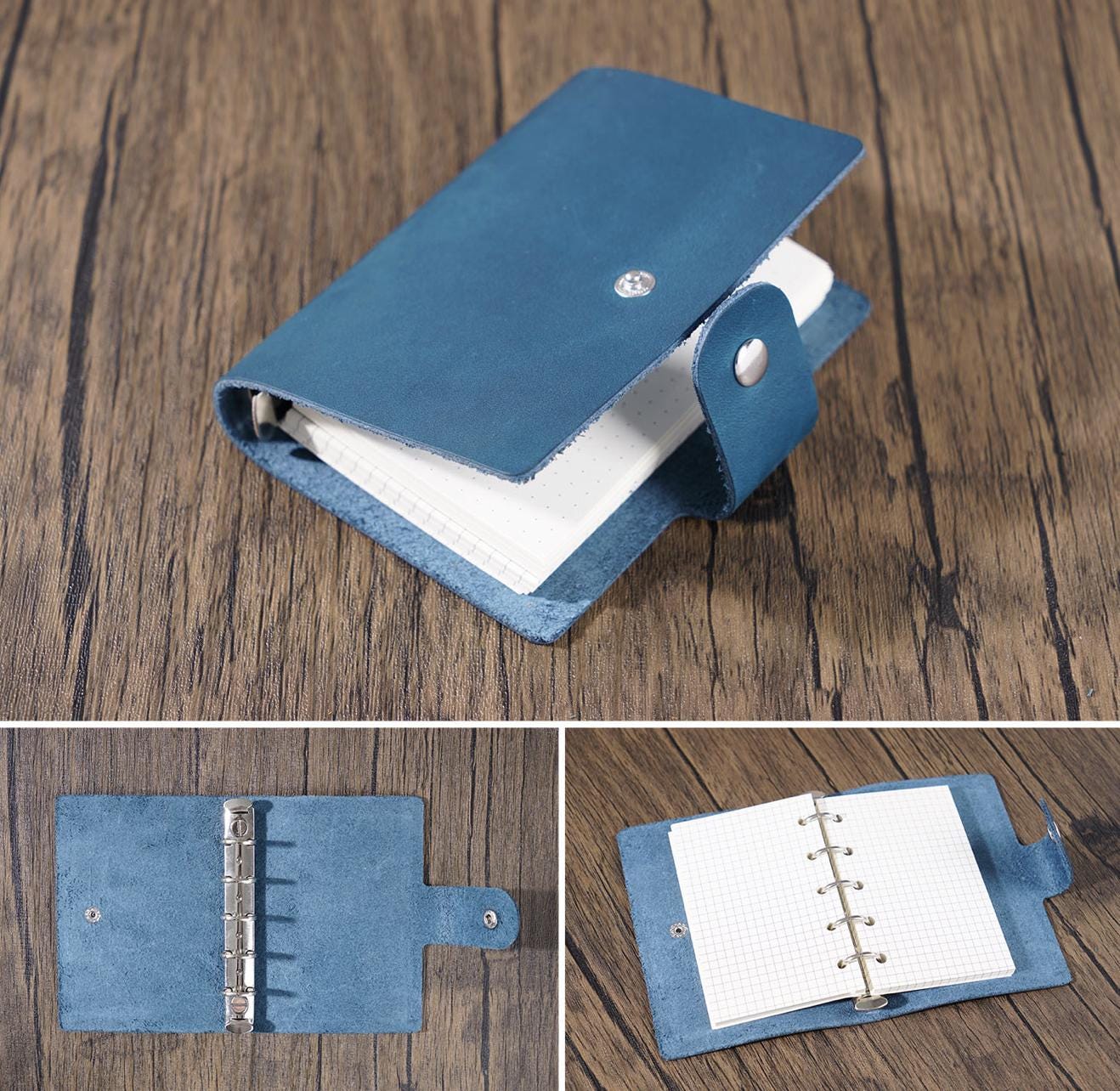 A8 Mini 100% Genuine Leather 5 Ring Binder | Pocket Portable Journal Agenda Planner | Vintage Travel Journal | Gift for Her Him