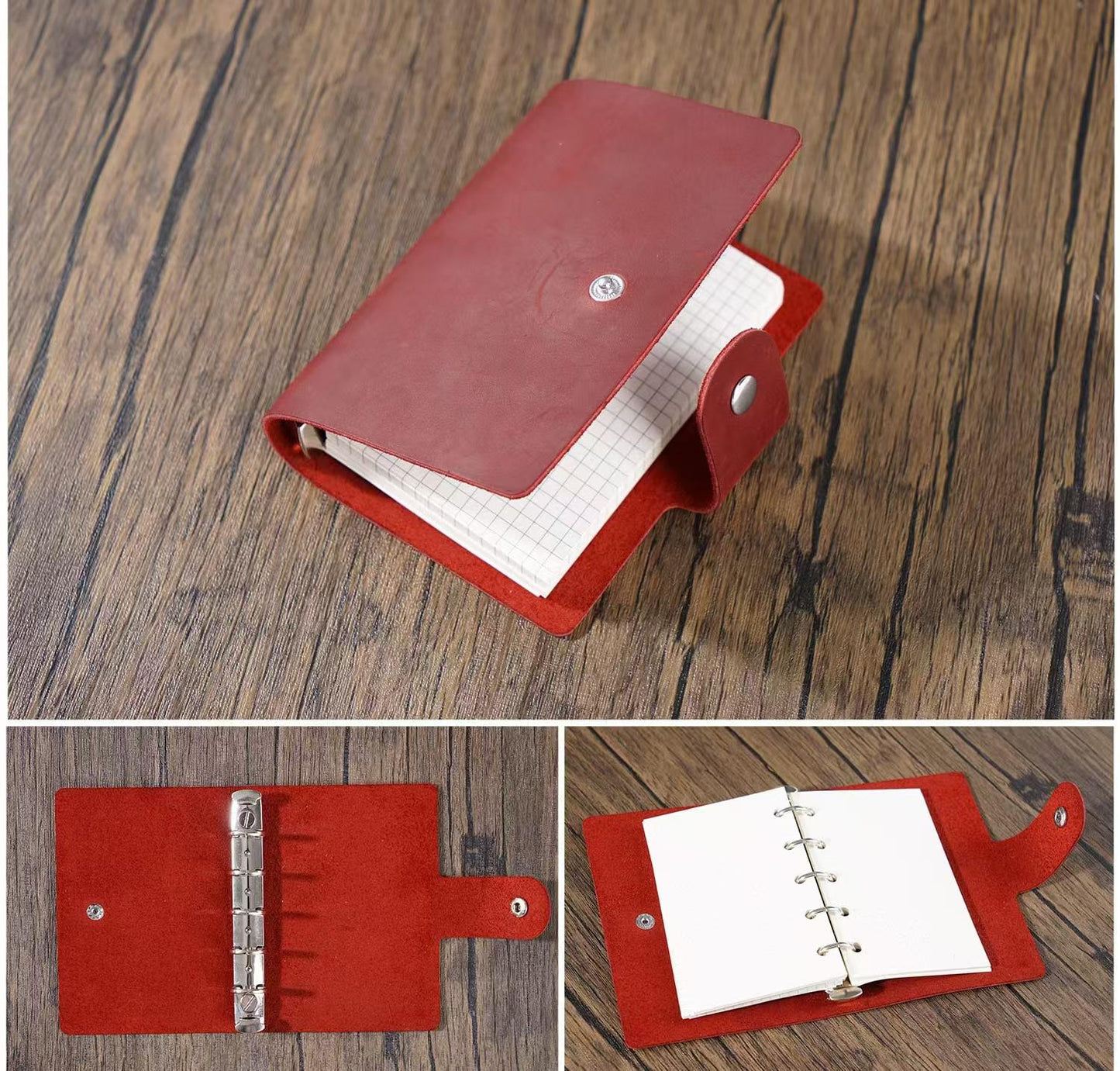 A8 Mini 100% Genuine Leather 5 Ring Binder | Pocket Portable Journal Agenda Planner | Vintage Travel Journal | Gift for Her Him
