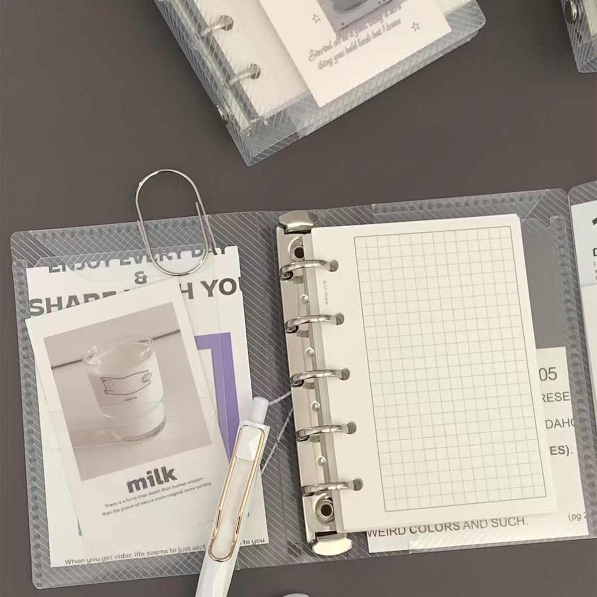 Transparent Threefold 6 Ring Binders | M5 A7 Personal Size | Clear Refillable Planners | 2025 Planners | Sticker Organizer | Planner Cover