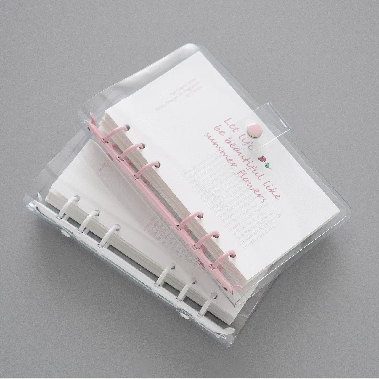 Minimalist Transparent 6 Ring Binder Planner | PVC Clear Binder | Loose-leaf Binder | A6 Personal Size | Journal Notebook School Study