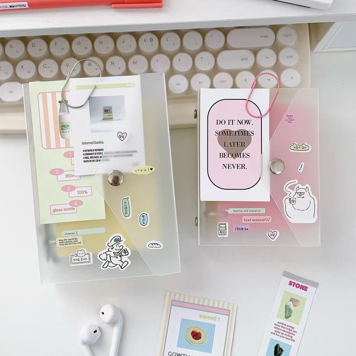 M5 A7 Snap Button 6 Ring Binder | Loose-Leaf Refillable Binders | Clear Plastic Planner Cover | Sticker Organizer | 2025 Planners
