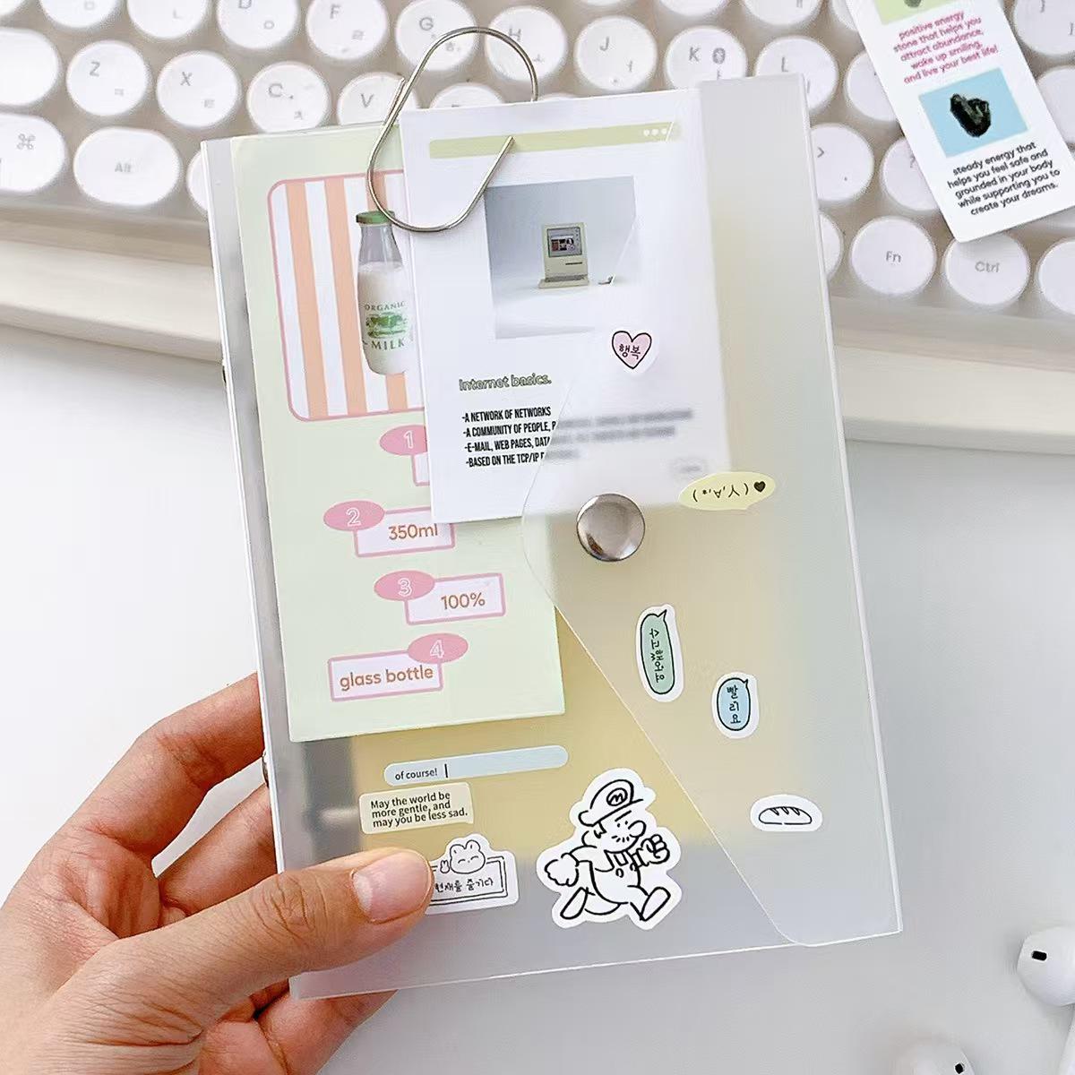 M5 A7 Snap Button 6 Ring Binder | Loose-Leaf Refillable Binders | Clear Plastic Planner Cover | Sticker Organizer | 2025 Planners