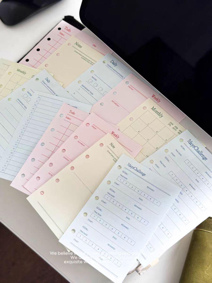 M5 A7 Personal Printed Planner Inserts | 6 Ring Binder Planner Refills | Weekly Daily Monthly Plan To Do List 7 Days Challenge Notes Inserts