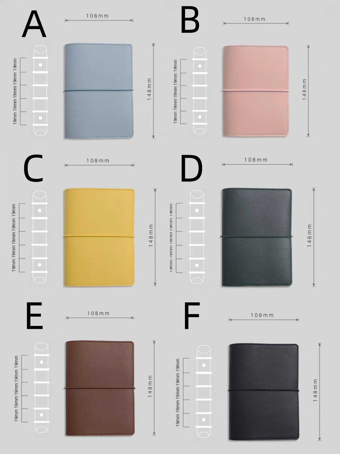 A7 Pocket Small Vegan Leather 6 Ring Binder | Loose Leaf Binder Cover | Refillable Planners | Journal Diary Agenda Notebook | Daily Plan