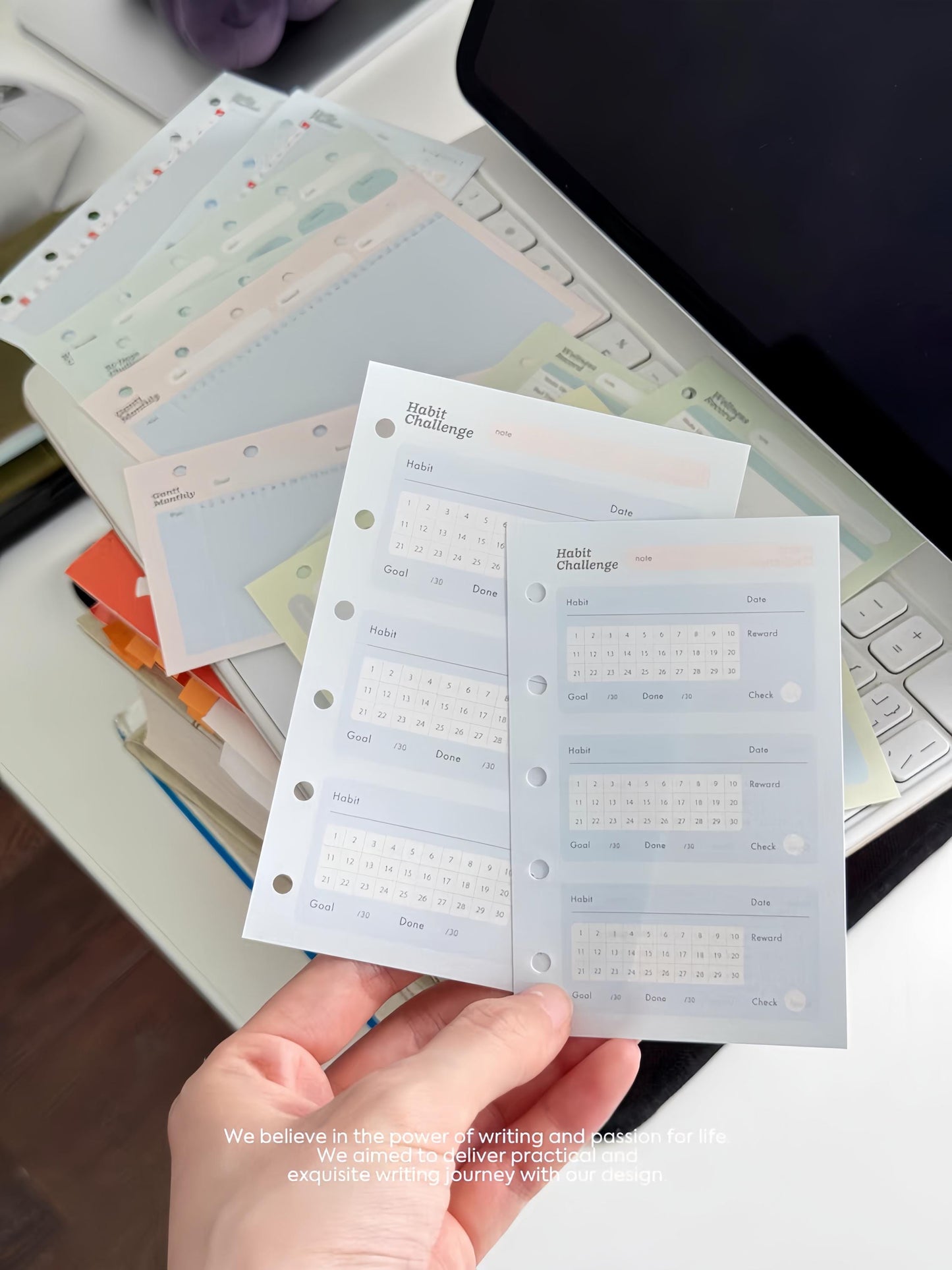 Printed M5 A7 Personal Planner Inserts | 6 Ring Binder Refills | Daily Planner Monthly Plan Habit Tracker Goal Wellness Health Record