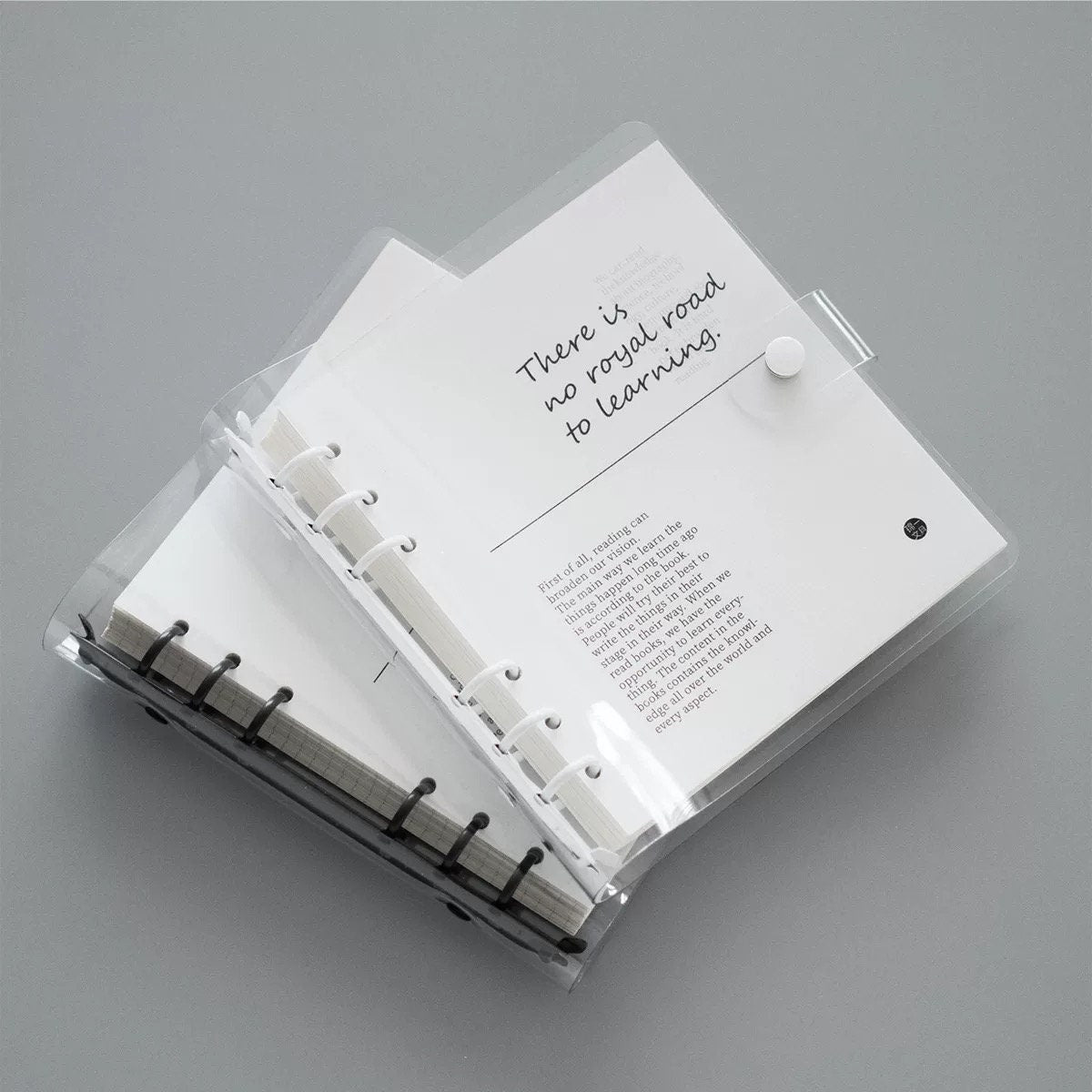 Square Transparent Loose-leaf Binder Planner | PVC Binder | 6 Ring Binder | Student School Supplies