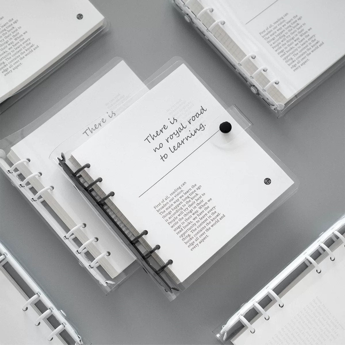 Square Transparent Loose-leaf Binder Planner | PVC Binder | 6 Ring Binder | Student School Supplies