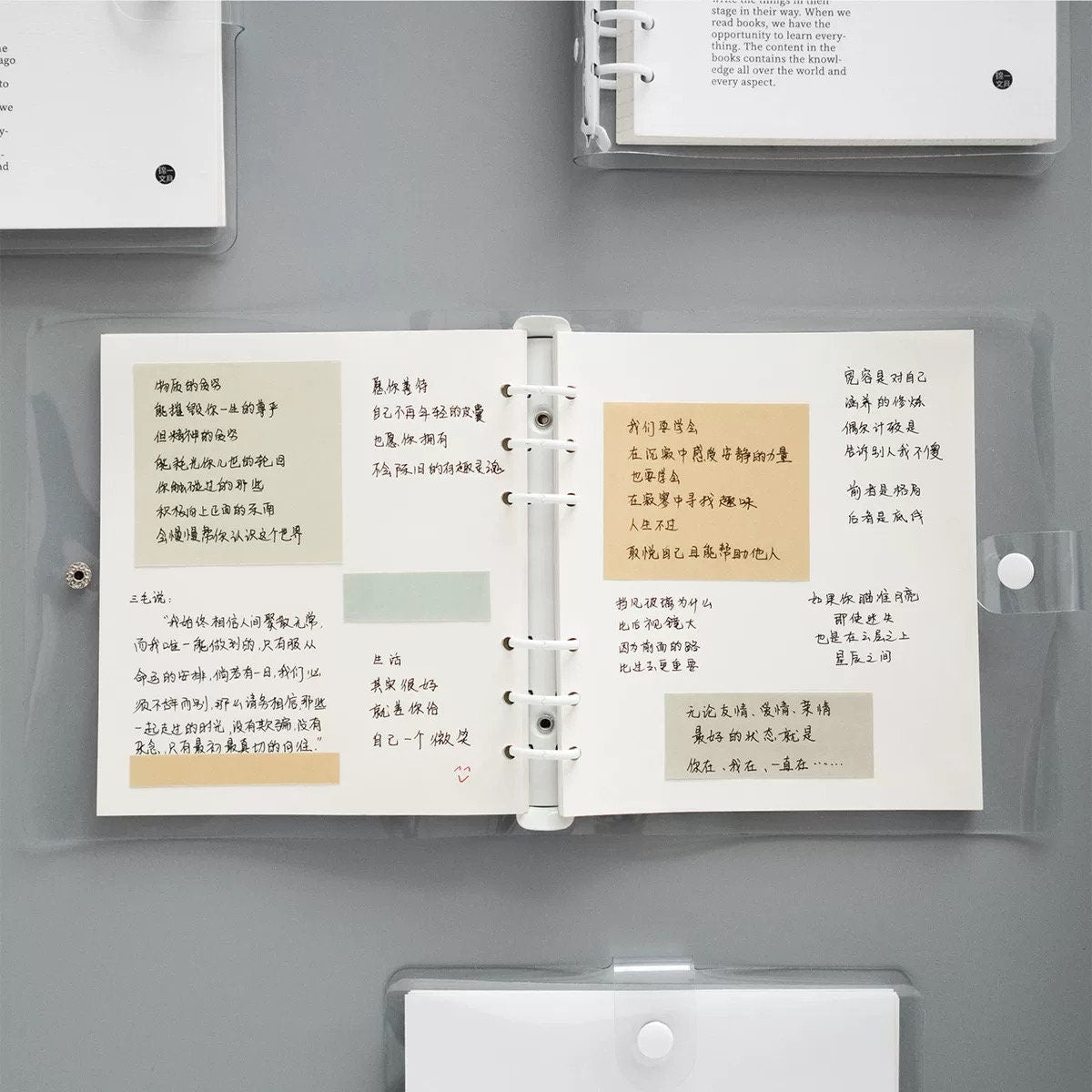 Square Transparent Loose-leaf Binder Planner | PVC Binder | 6 Ring Binder | Student School Supplies