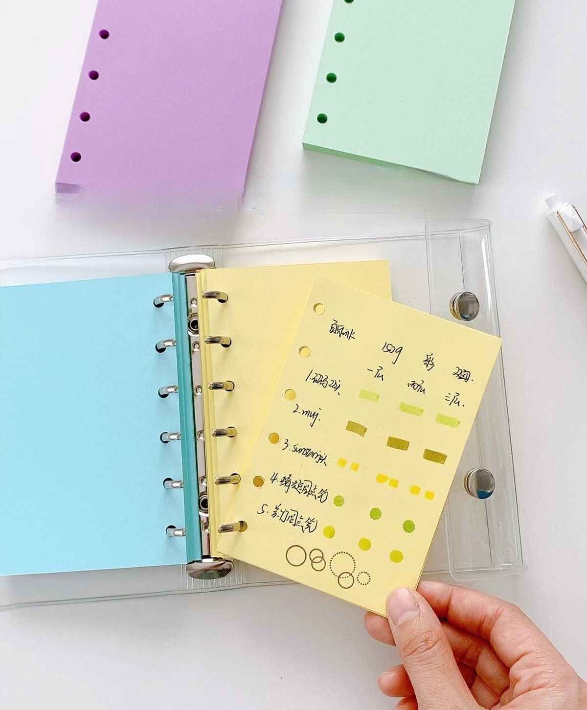 Colored A7 M5 Blank 6 Ring Printed Planner Inserts | 110gam Papers | Six Ring Binder Refill Paper | Planner loose-leaf Refills Accessories