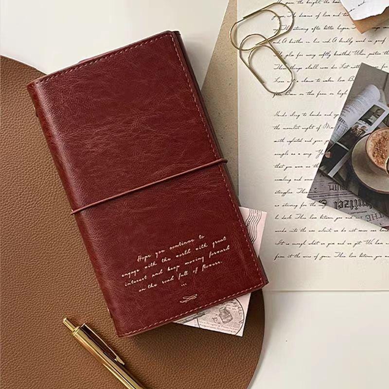 Retro Vegan Leather 6 Ring Binder | Personal Size | Loose Leaf Binder Cover | 2025 Refillable Planners | Journal Diary Agenda Notebook