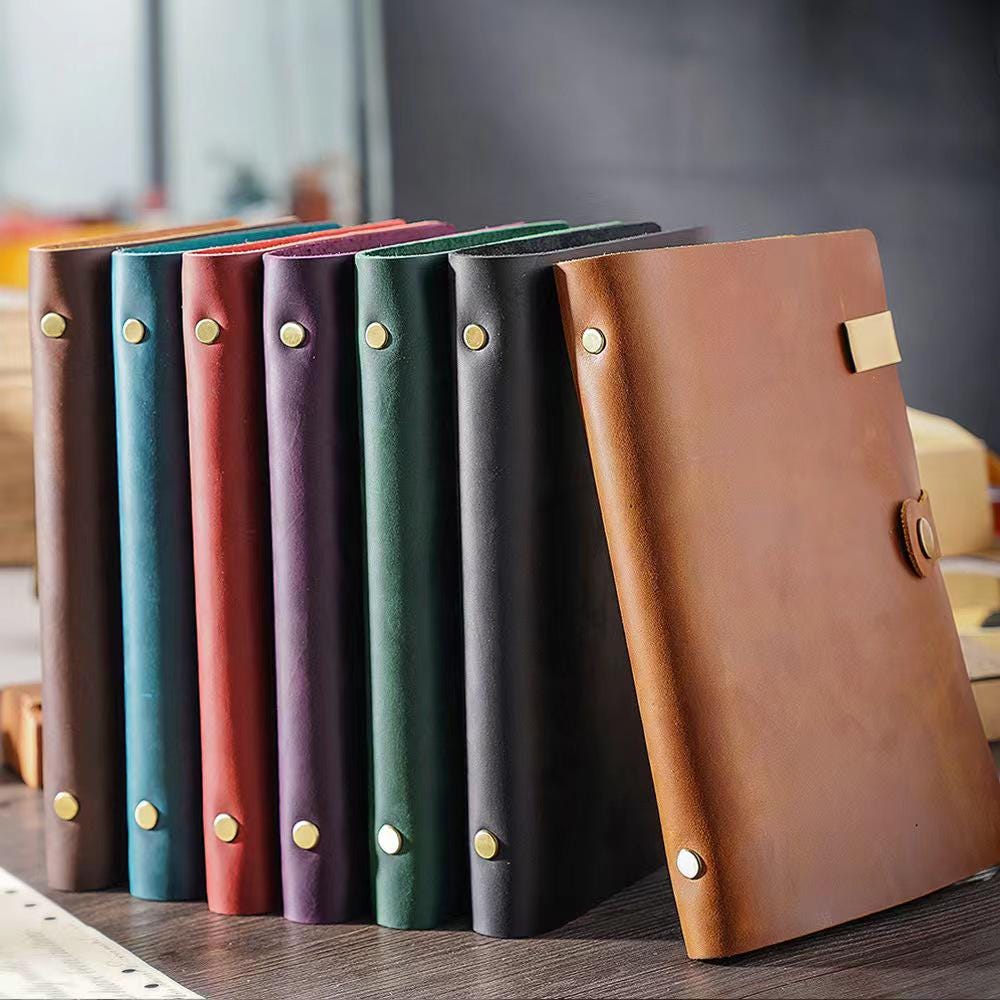 100% Genuine Leather 6 Ring Binder | A5 Size Leather Binder Cover | 2025 Refillable Planner Handmade Vintage Notebook Journal Planner