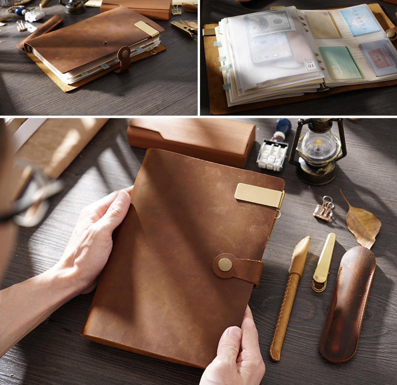 100% Genuine Leather 6 Ring Binder | A5 Size Leather Binder Cover | 2025 Refillable Planner Handmade Vintage Notebook Journal Planner