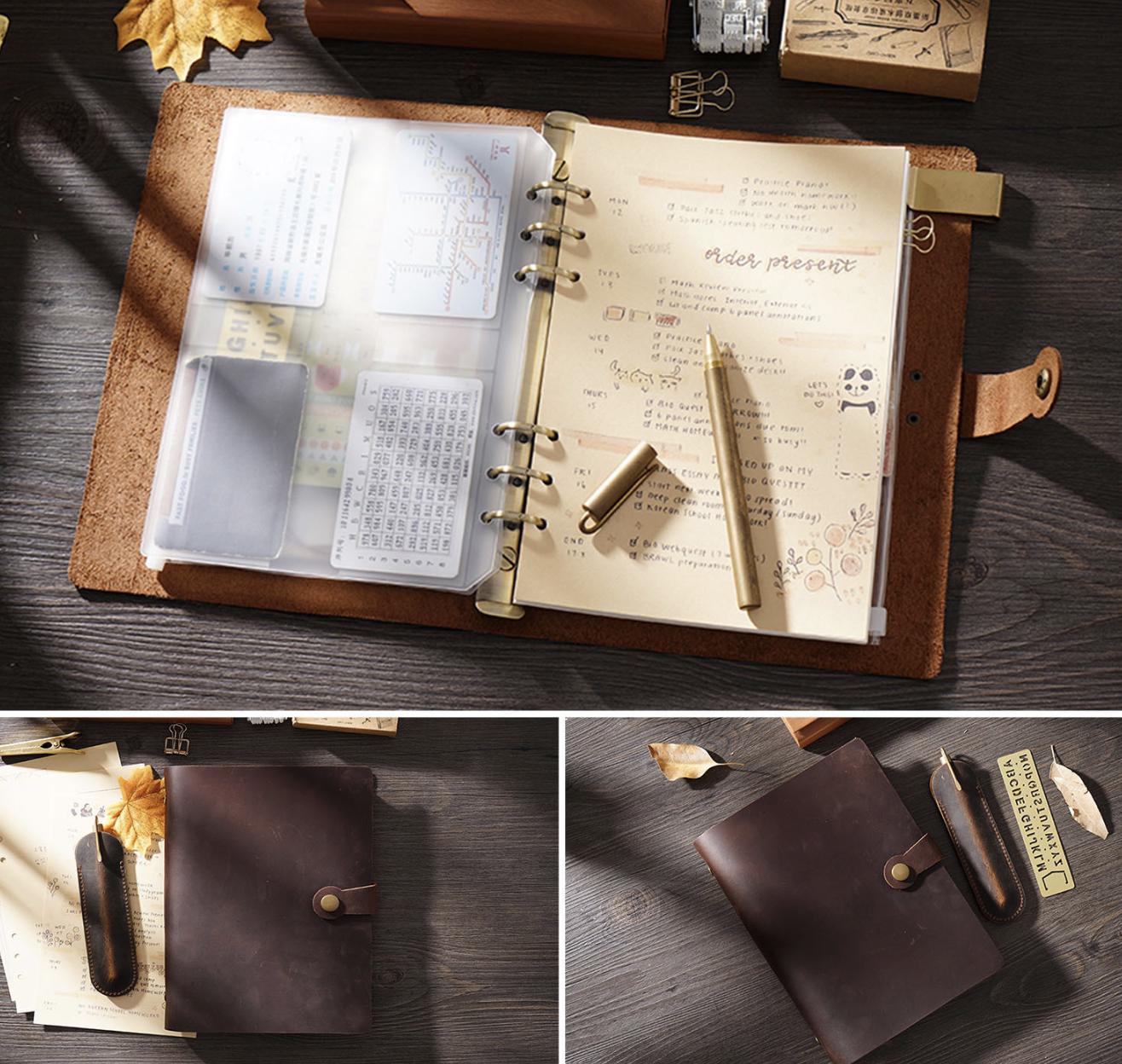 100% Genuine Leather 6 Ring Binder | A5 Size Leather Binder Cover | 2025 Refillable Planner Handmade Vintage Notebook Journal Planner