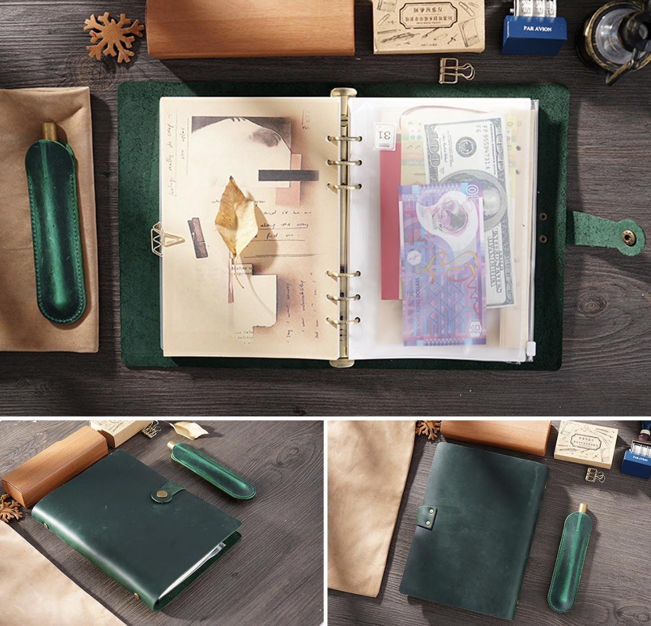 100% Genuine Leather 6 Ring Binder | A5 Size Leather Binder Cover | 2025 Refillable Planner Handmade Vintage Notebook Journal Planner