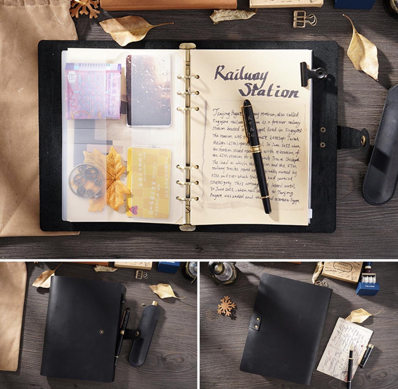 100% Genuine Leather 6 Ring Binder | A5 Size Leather Binder Cover | 2025 Refillable Planner Handmade Vintage Notebook Journal Planner