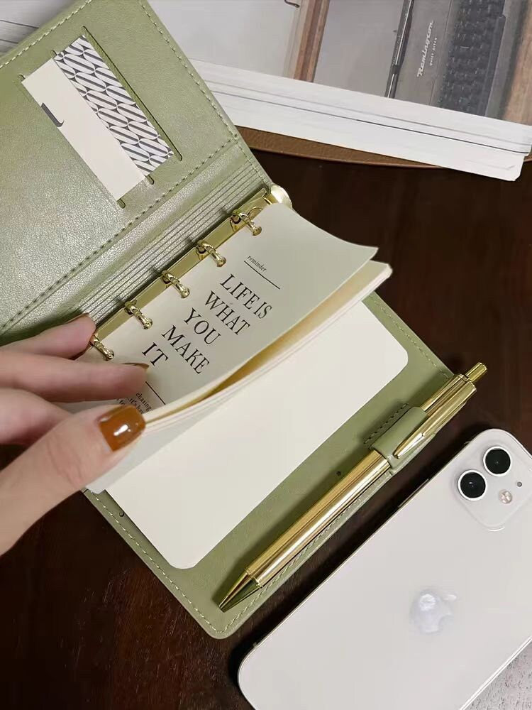 A5 A7 6 Ring Planner Binder Notebook | Card Holder | Refillable Notebook Journal | Portable Diary Planner Organizer Business Office