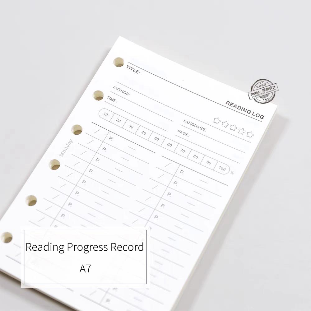 A7 Reading Log Planner Inserts | 40 Sheets | 6 Ring Binder Planner Refills | Reading Progress Record Book Review Planner Insert