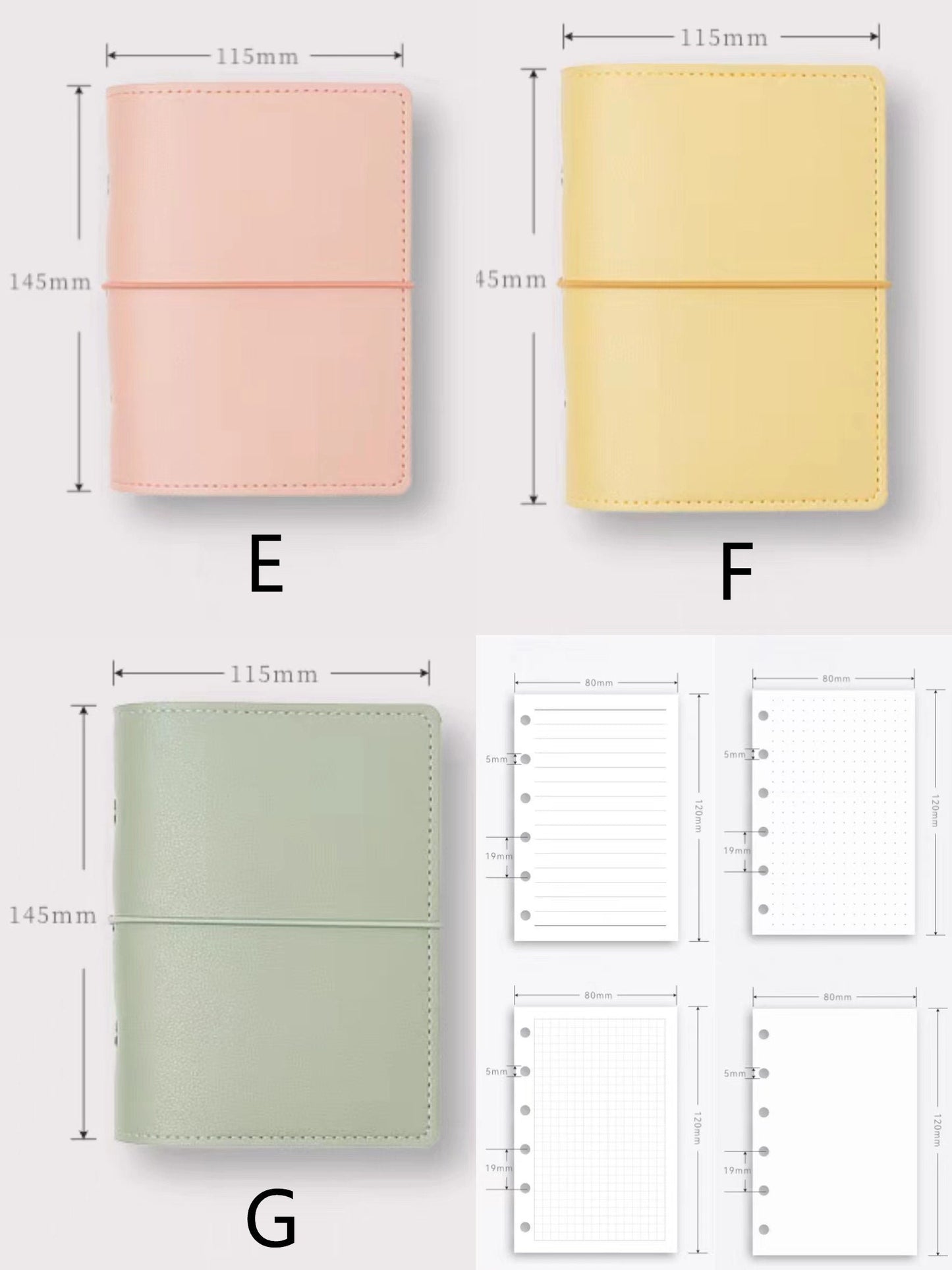 2025 A7 Pocket Small PU Leather 6 Ring Binder | Planners | Journal Diary Agenda Planner | Gift for Her | School Office Stationery