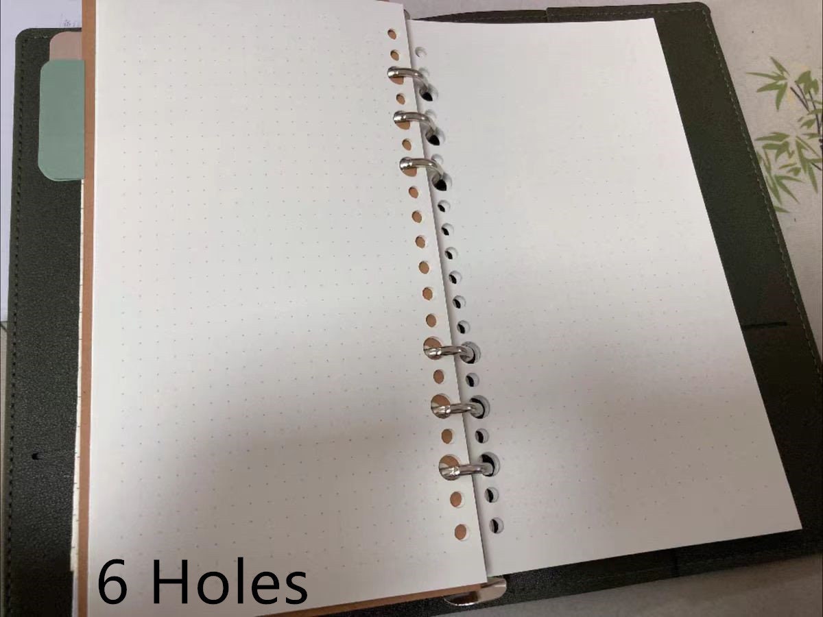 A5 Slim Puo Vegan Leather Refillable Binder | 6 8 20 Holes Binder | 2025 Planners Journal Agenda | Cute School Office Stationery