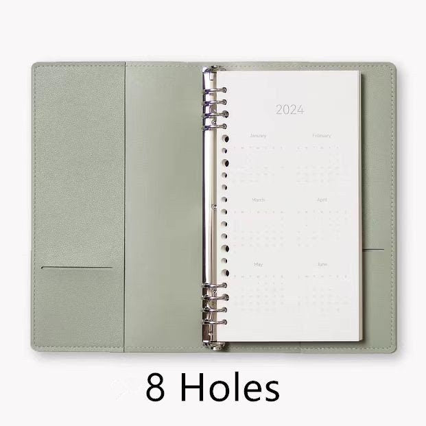 A5 Slim Puo Vegan Leather Refillable Binder | 6 8 20 Holes Binder | 2025 Planners Journal Agenda | Cute School Office Stationery