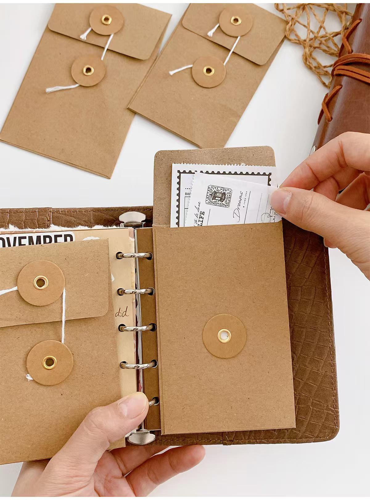 M5 A7 String Tie Envelope | Kraft Brown Paper Envelope | Binder Planner Organizer | Insert Pocket | Kraft Envelope for Planner