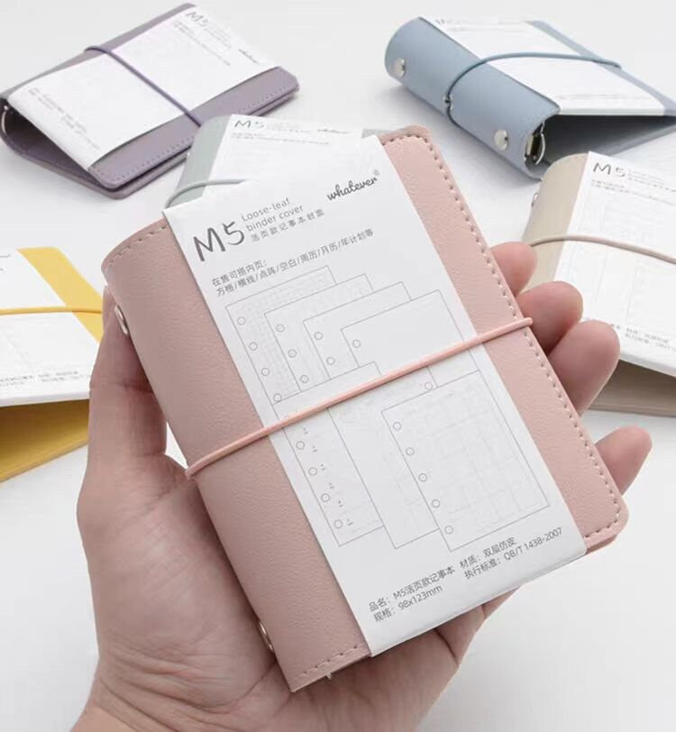 M5 A8 Vegan Leather 5 Ring Binder Cover | Daily Weekly Monthly Planners | Journal Diary Agenda Notebook | Cute School Office Stationery