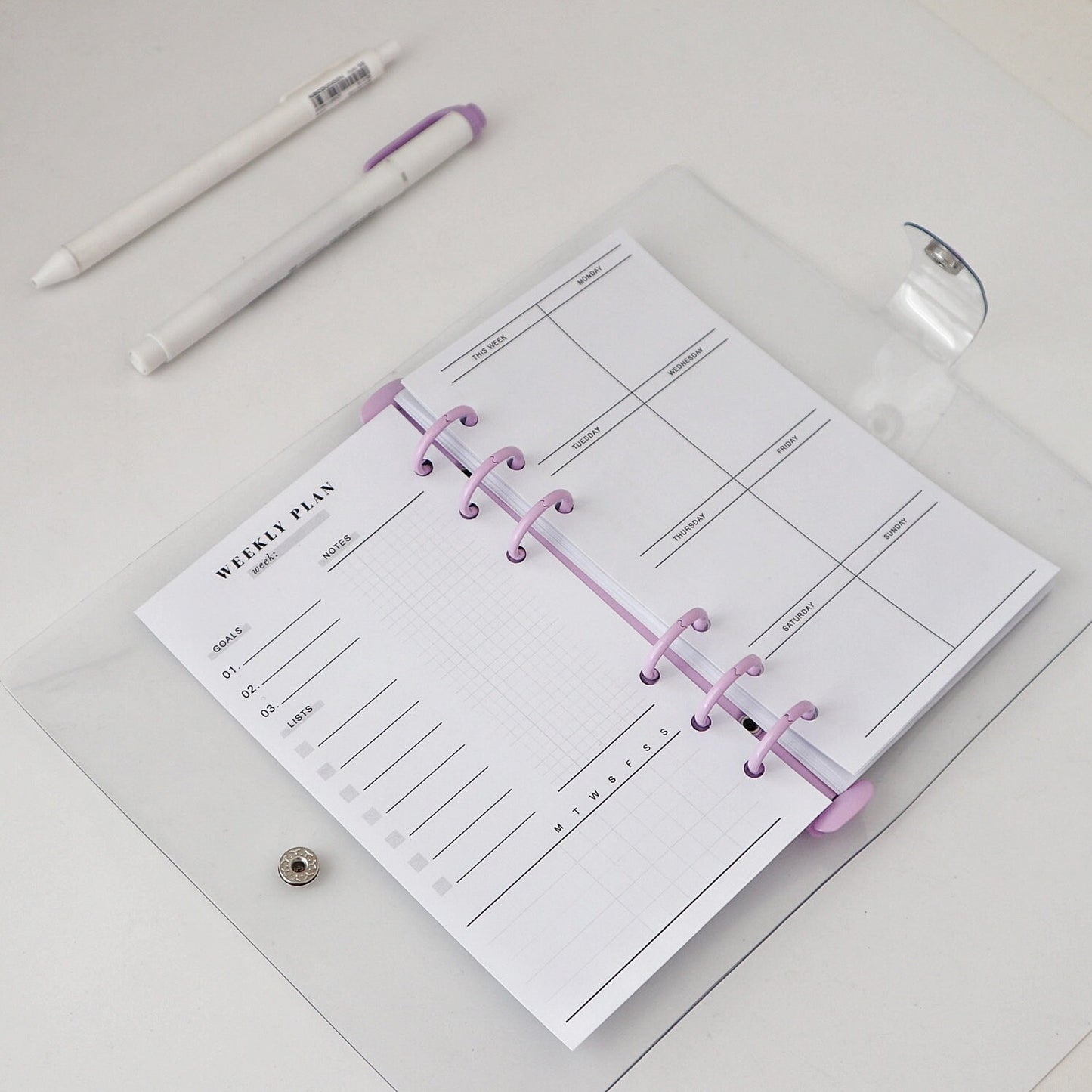 Printed Undated Weekly Planner Inserts | 20 Sheets | wo2p | Personal A5 A6 | 6 Rings Planner | Binder Refills