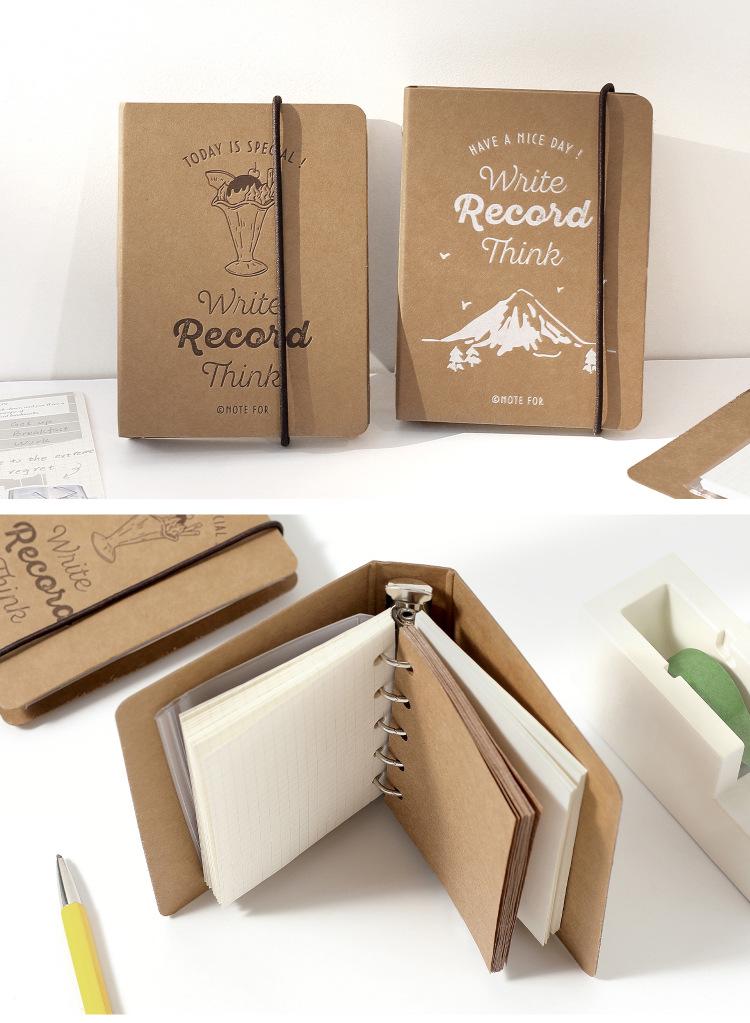 M5 A8 Kraft Paper Loose-leaf Binder | M5 5 Ring Binder Cover | Portable Journal Diary Agenda Notebook | Refillable Planner Organizer