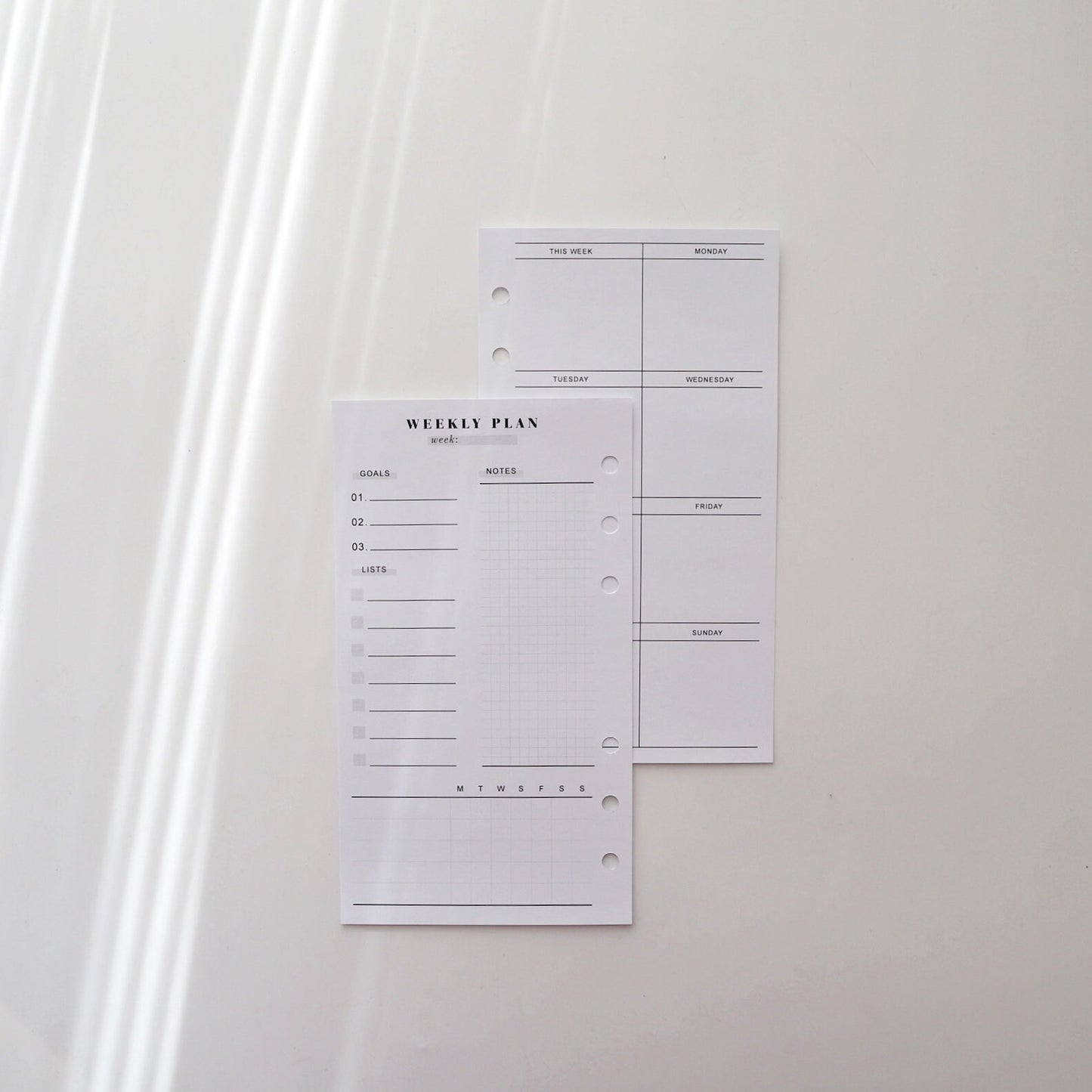 Printed Undated Weekly Planner Inserts | 20 Sheets | wo2p | Personal A5 A6 | 6 Rings Planner | Binder Refills